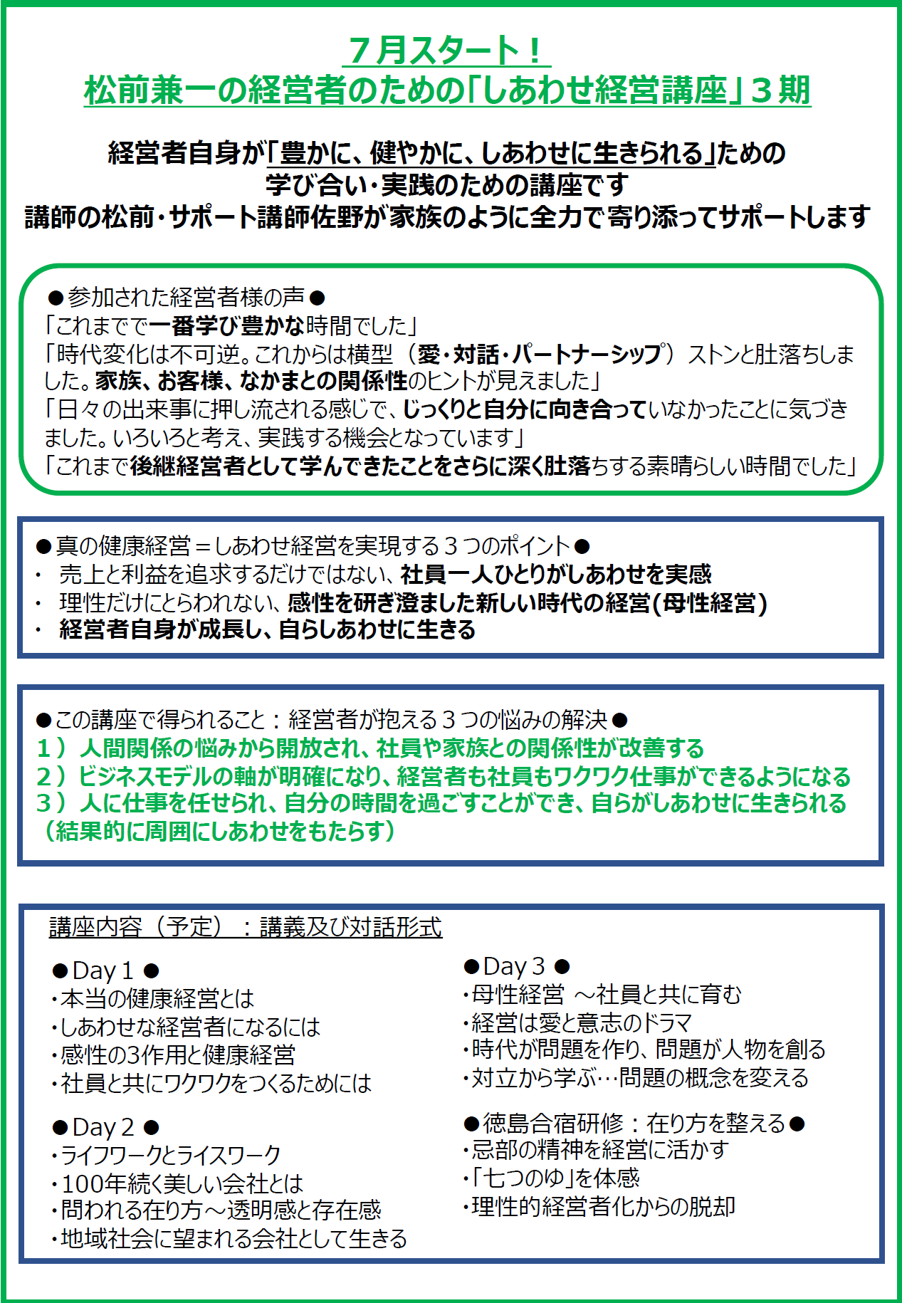 siawasekeiei1 - 兼ちゃん先生の「しあわせ経営講座」3期募集